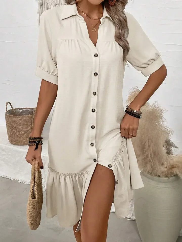 Victoria™ | Lässiges Button-Kleid mit Stufensaum