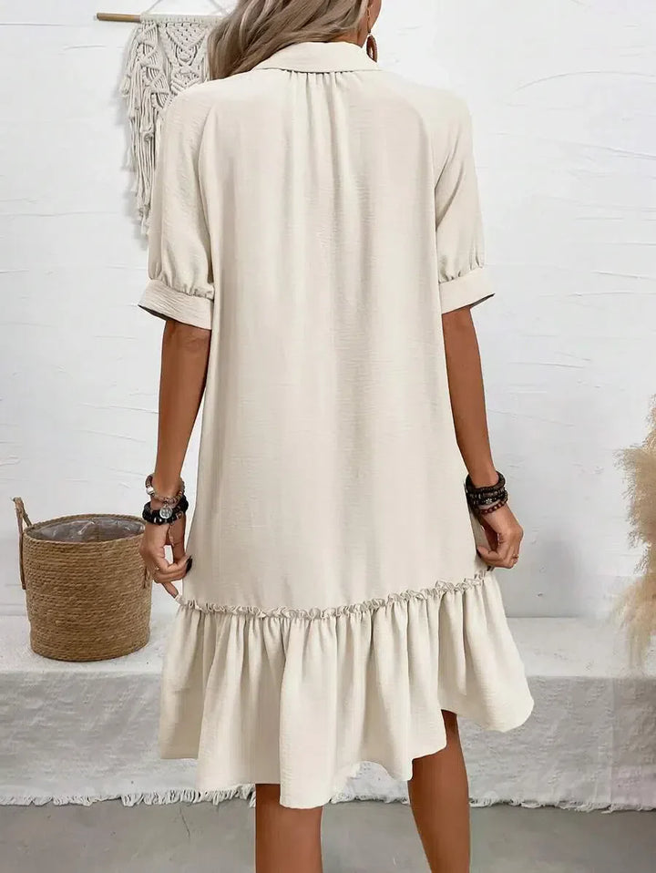 Victoria™ | Lässiges Button-Kleid mit Stufensaum