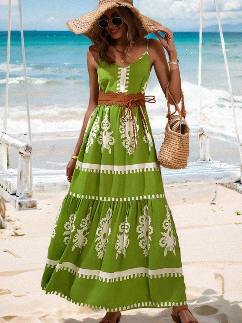 Tropisches Flair: Damen-Cami-Kleid mit Volantsaum und Blumenmuster