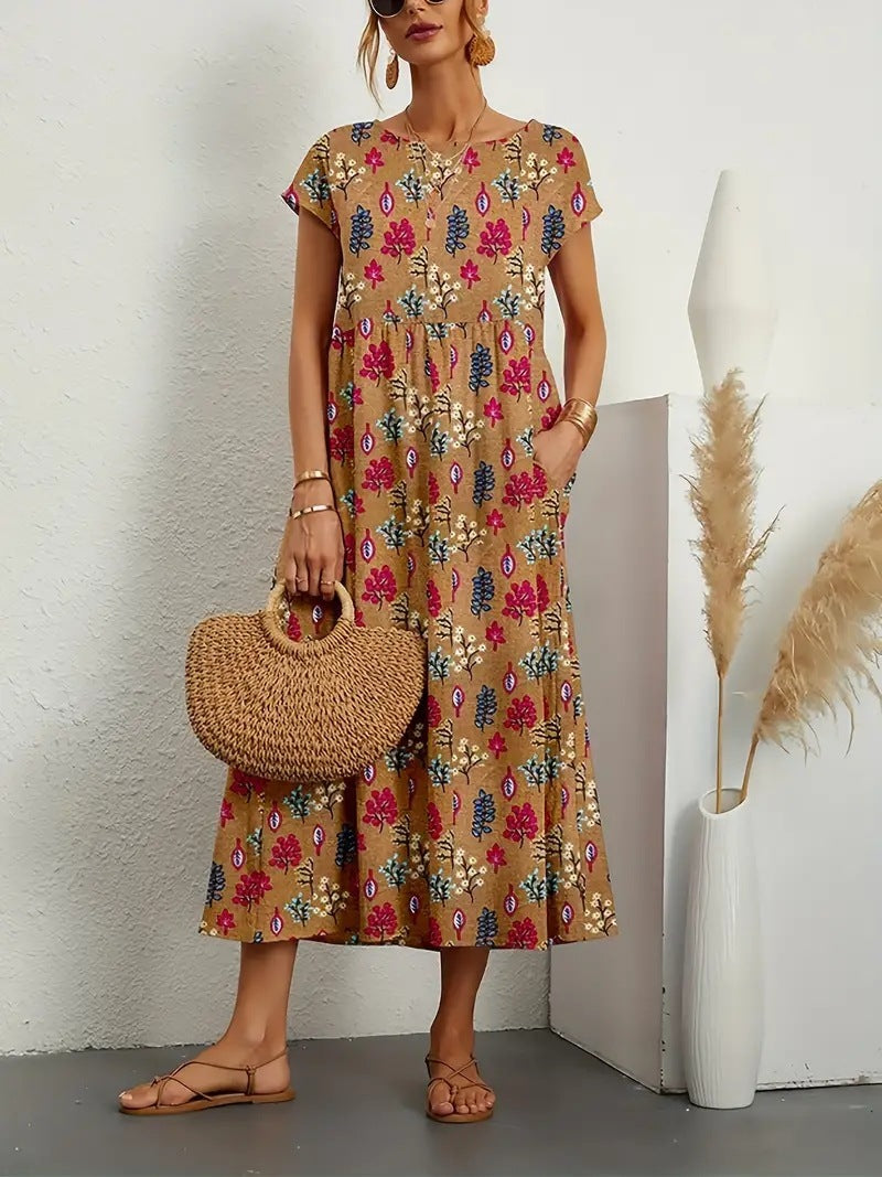 WINNIE | STILVOLLES MIDIKLEID MIT BLUMENMUSTER