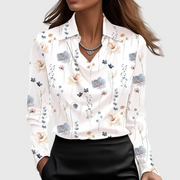 Lynn Elegante Bluse - Weiß mit Blumenmuster