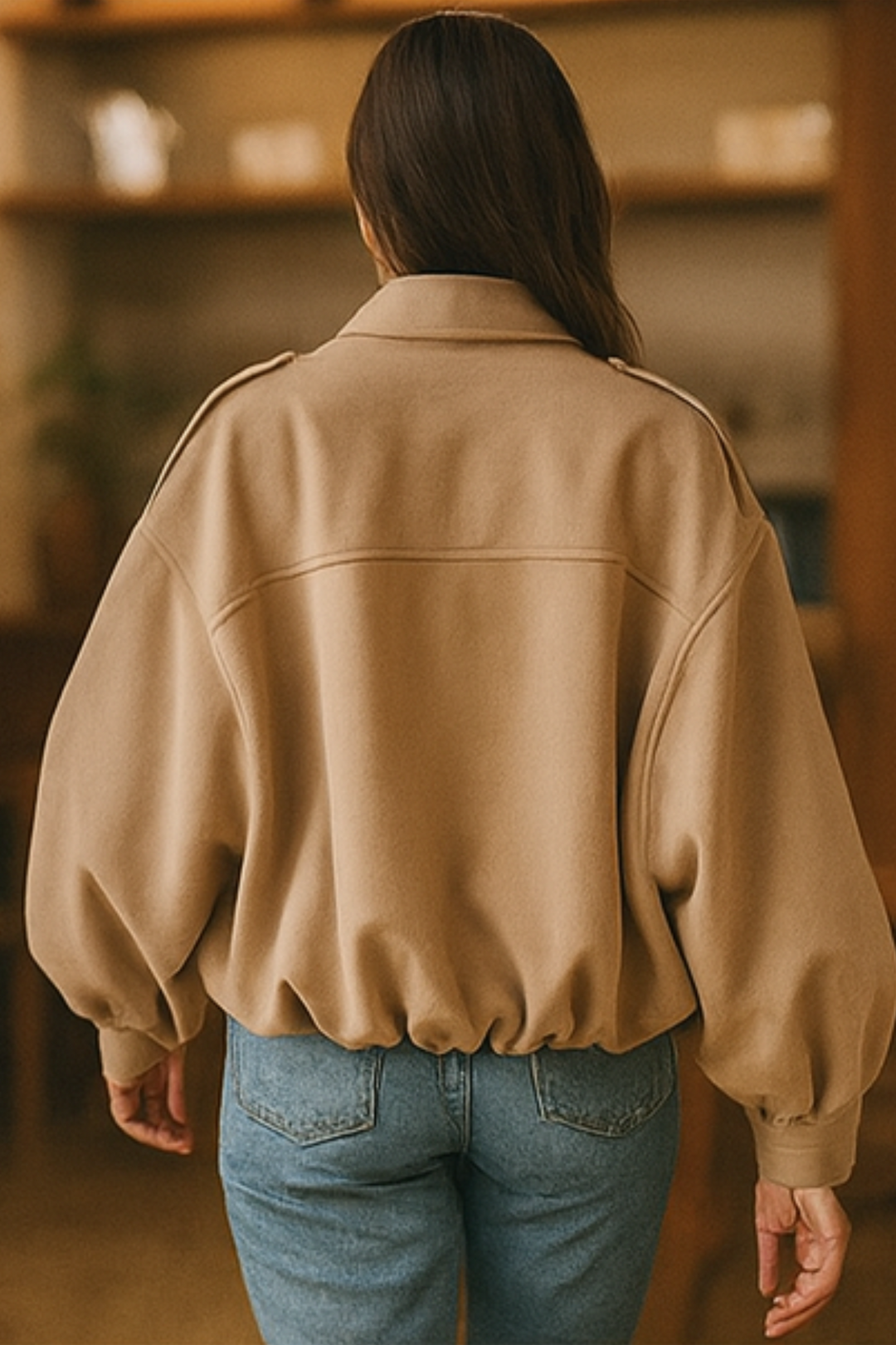 Nala Vintage Oversized Jacket - Beige
