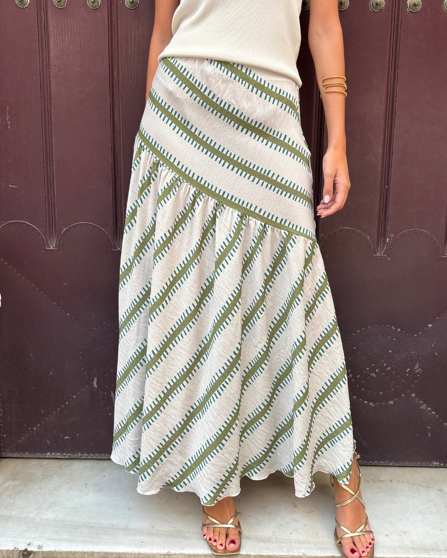 Gisela Green Flowy Midi Skirt