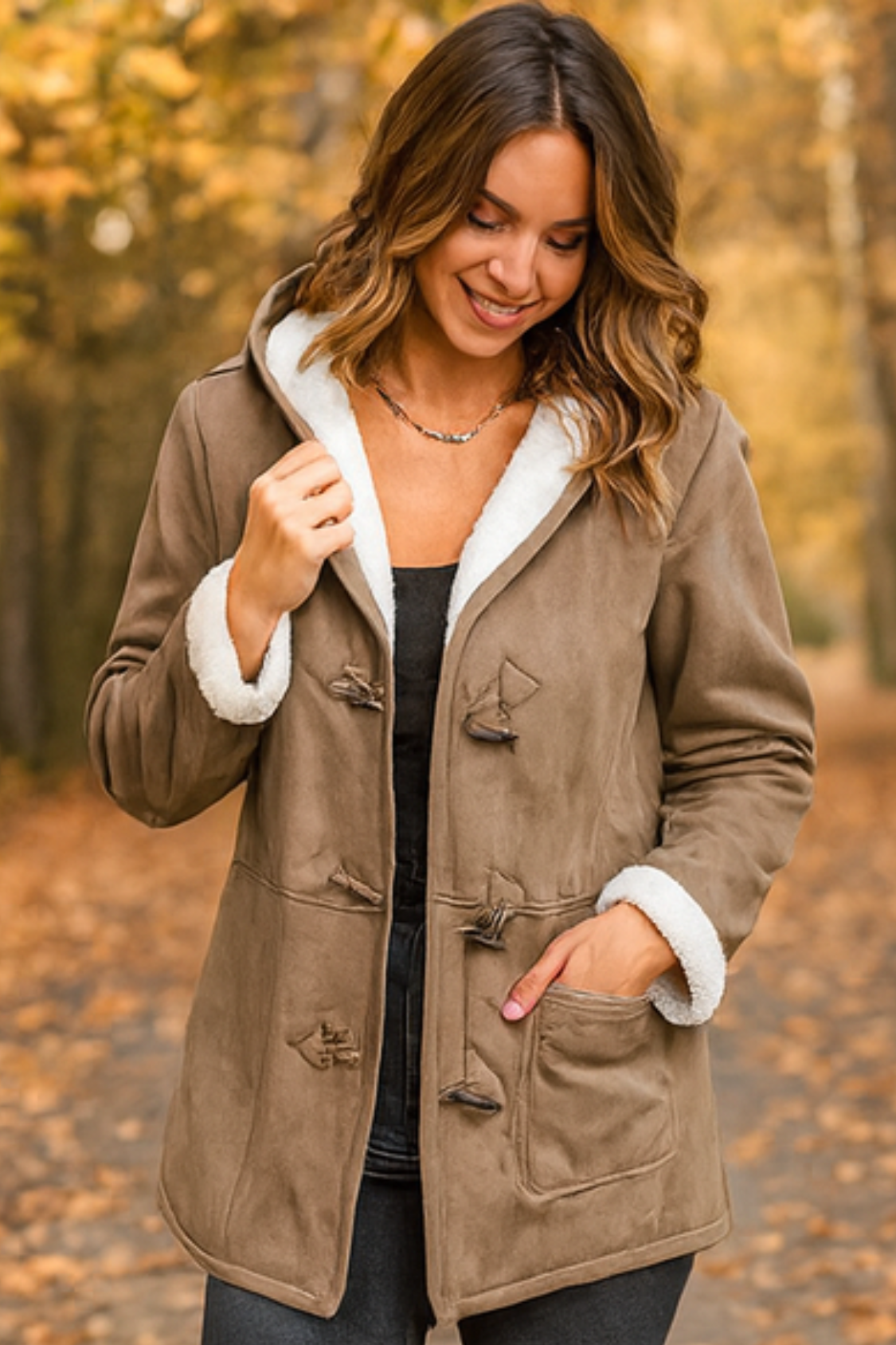 Serena Klassische Fleecejacke - Khaki