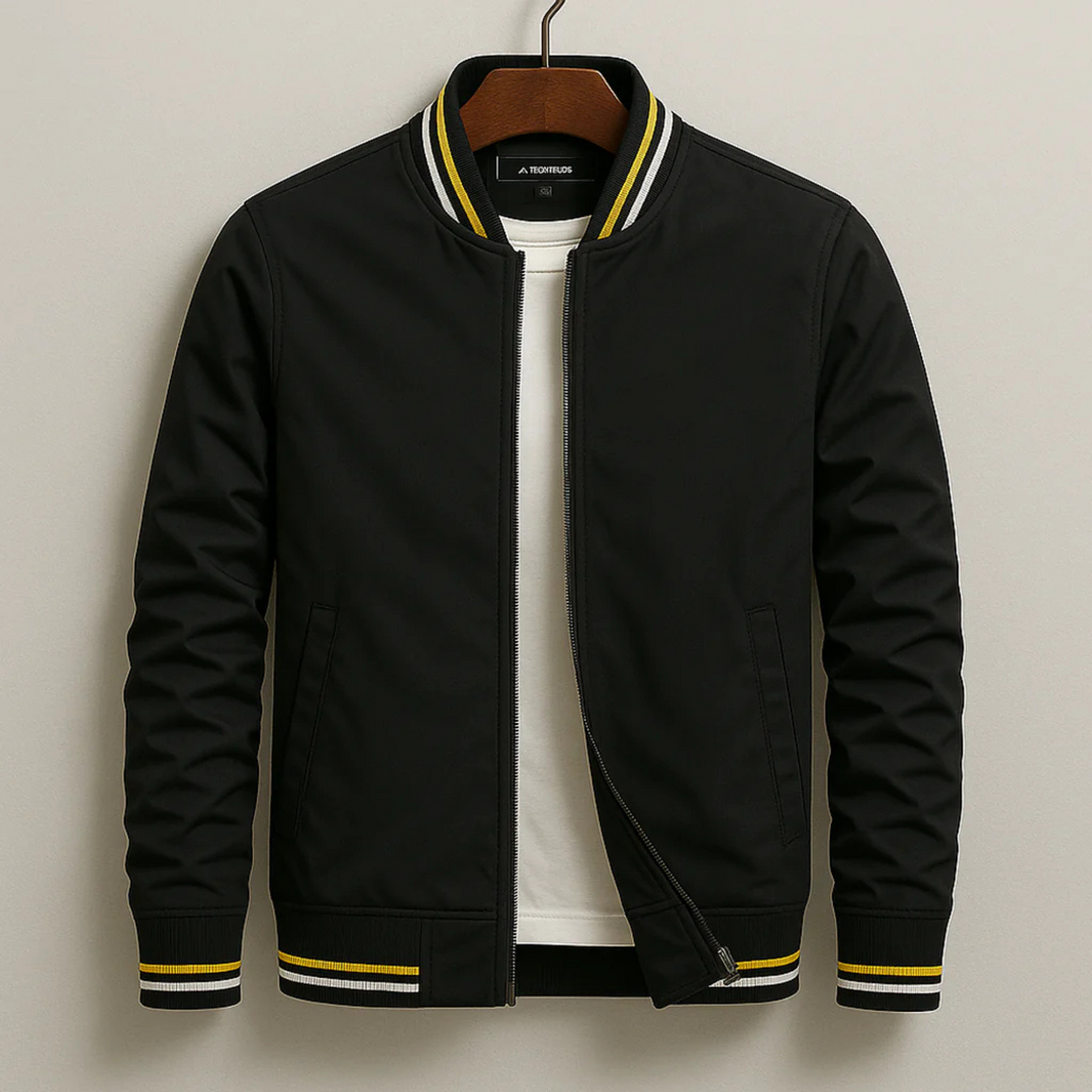 Maelisio Eleganter Bomber-Blouson mit Streifen - Schwarz