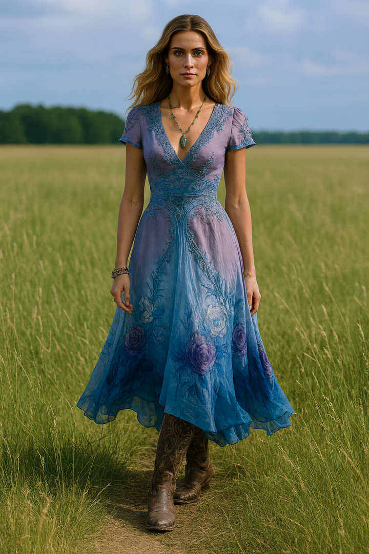 Celeste | Vloeiende Bloemenjurk