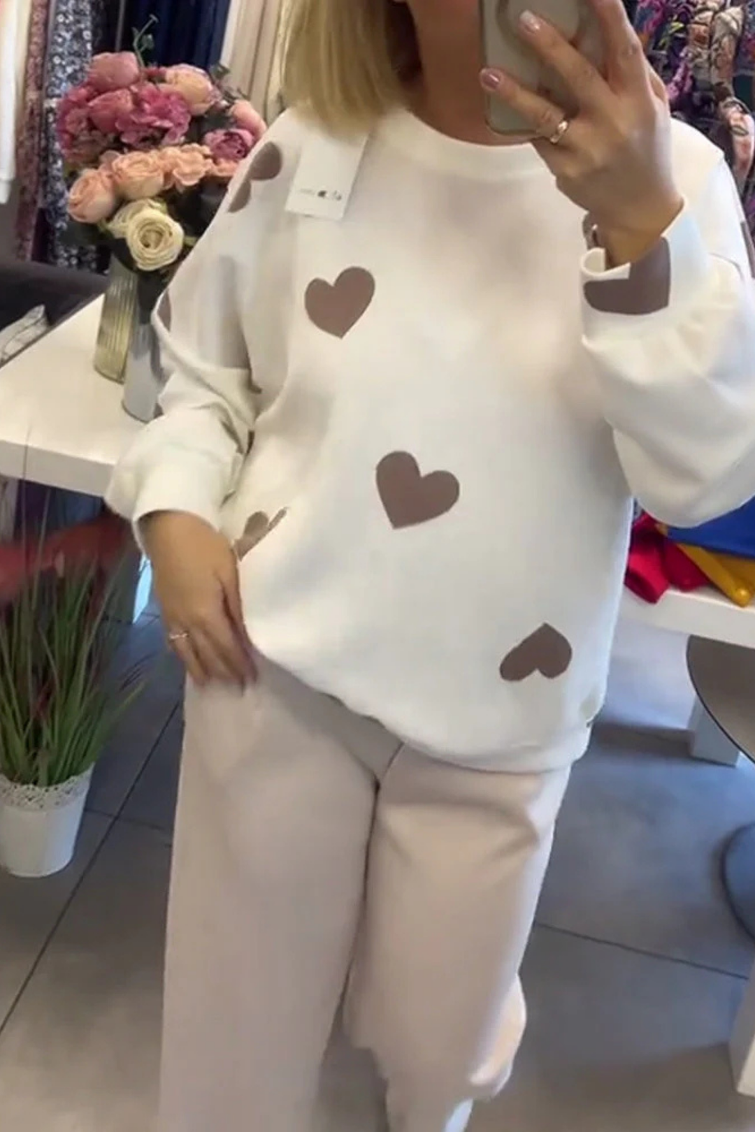 Maya Baumwollmix-Trui mit Herzchen