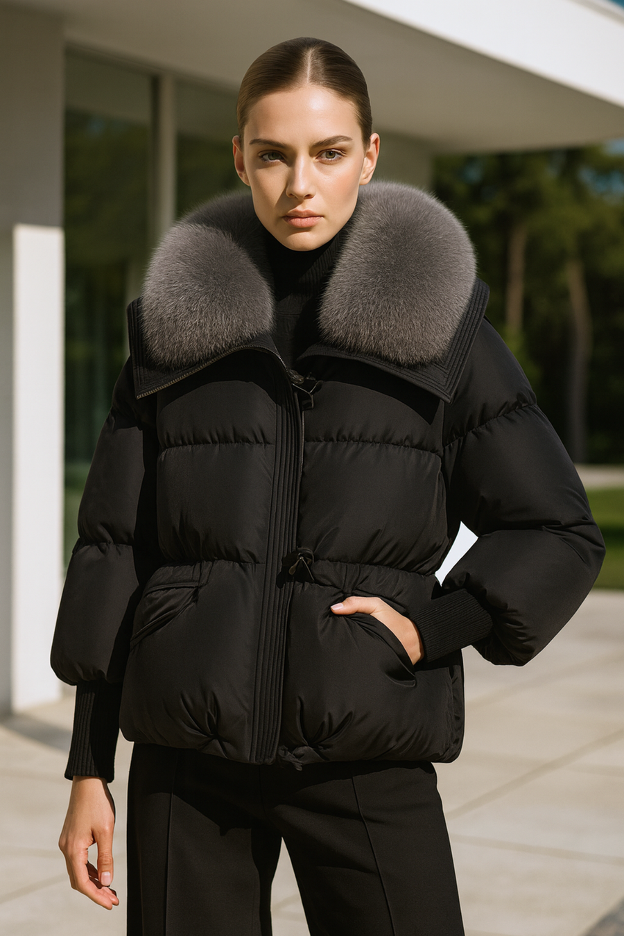 Indila Faux Fur Collar Jacket