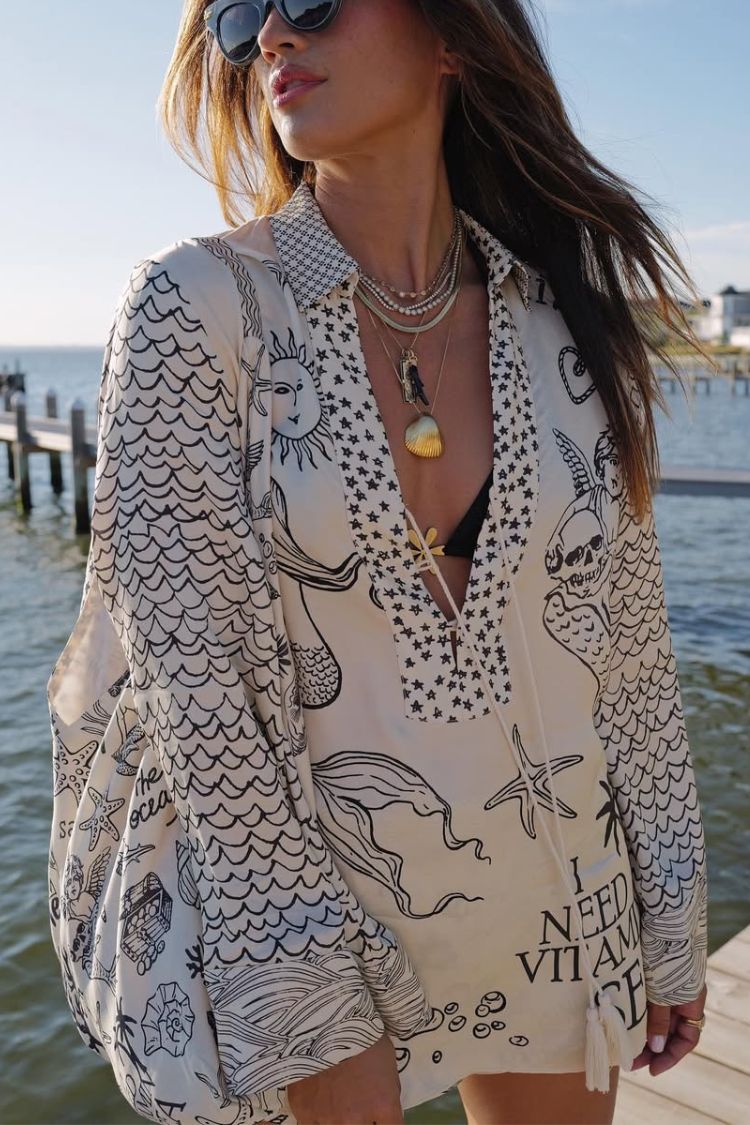 Hemd- und Shorts-Set mit maritimem Print – Entspannter und kreativer Stil