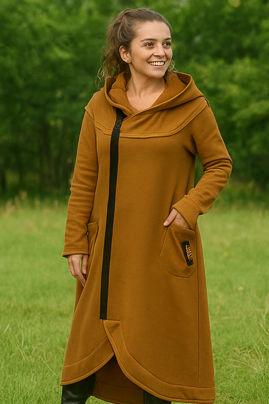 Nana Zip Hoodie Brown