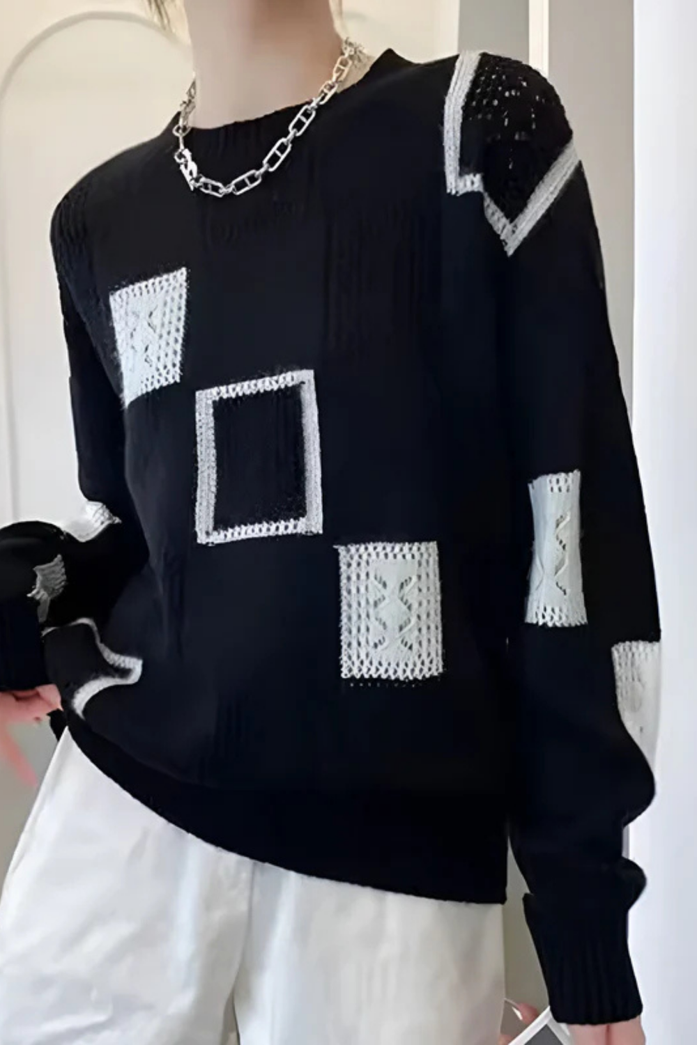 Ayla Strickpullover | Schwarz