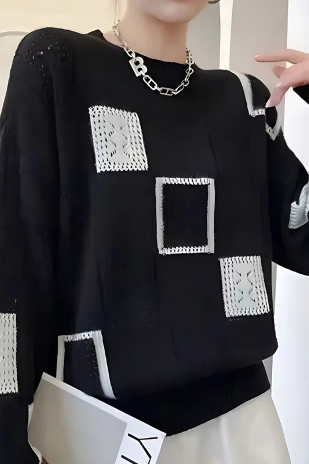 Ayla Strickpullover - Schwarz