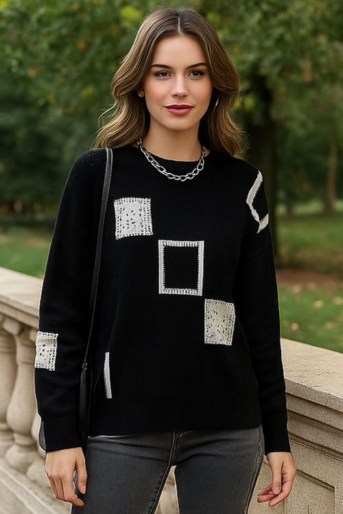 Ayla Strickpullover - Schwarz