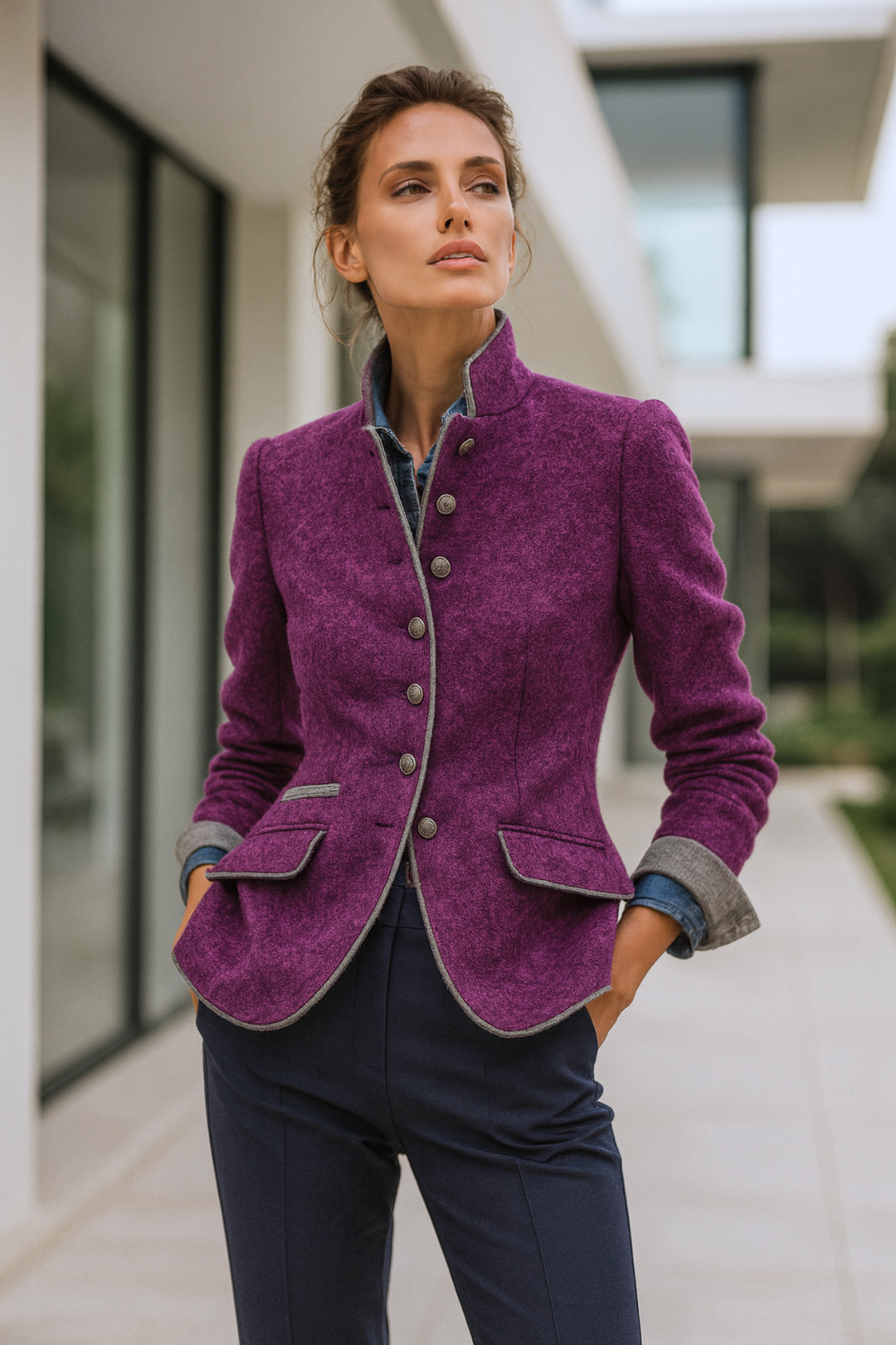 Valerie | Cardigan mit Hohem Kragen