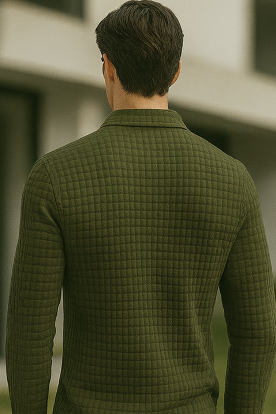 Joven Diamond-Pattern Knit Collared Polo Shirt Top