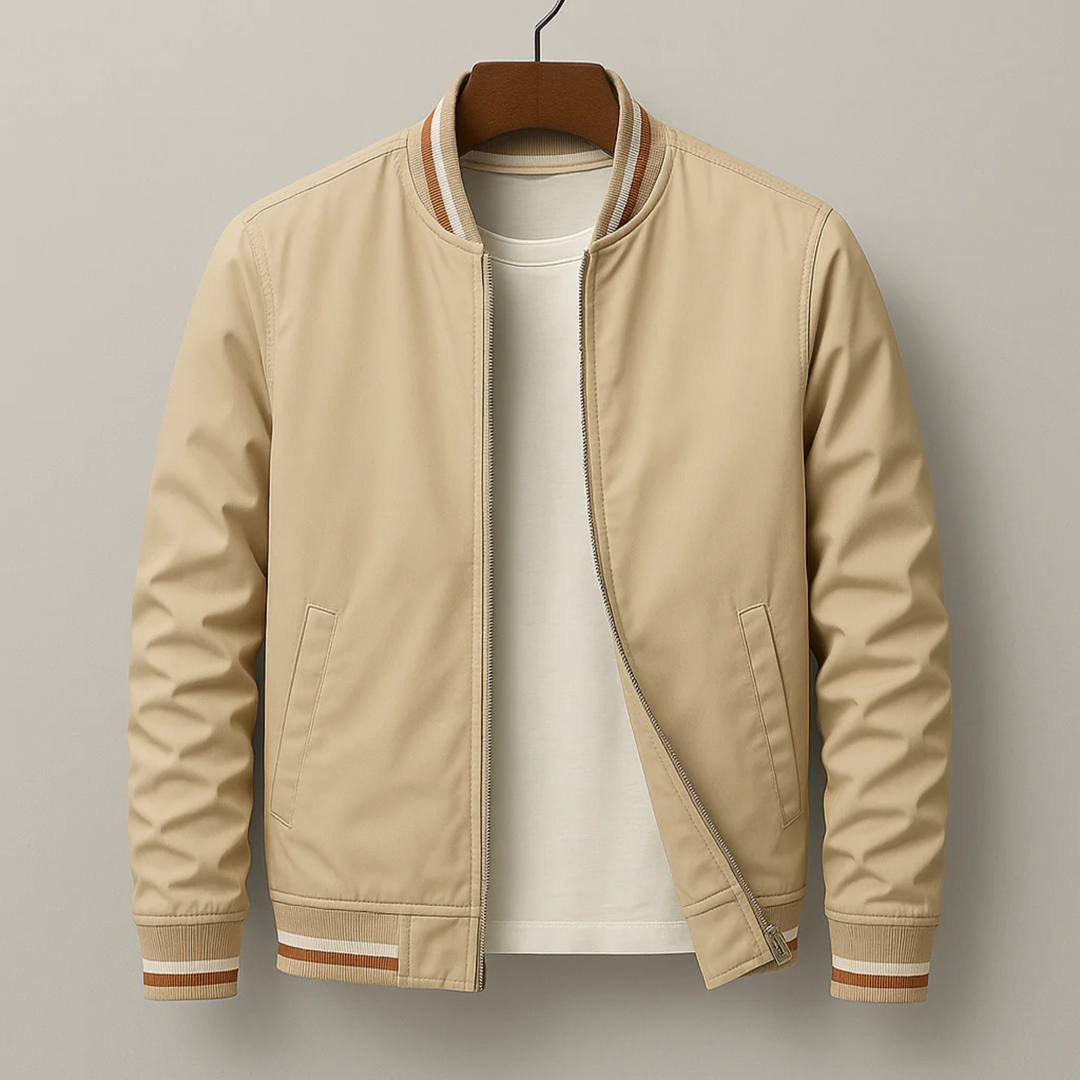 Maelisio Eleganter Bomber-Blouson mit Streifen - Khaki