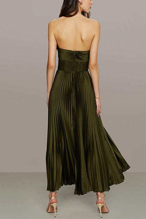 Elarine | Strapless Pleated Maxi Dress