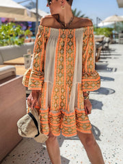 Joyce – Boho Mini-Kleid mit Carmenausschnitt