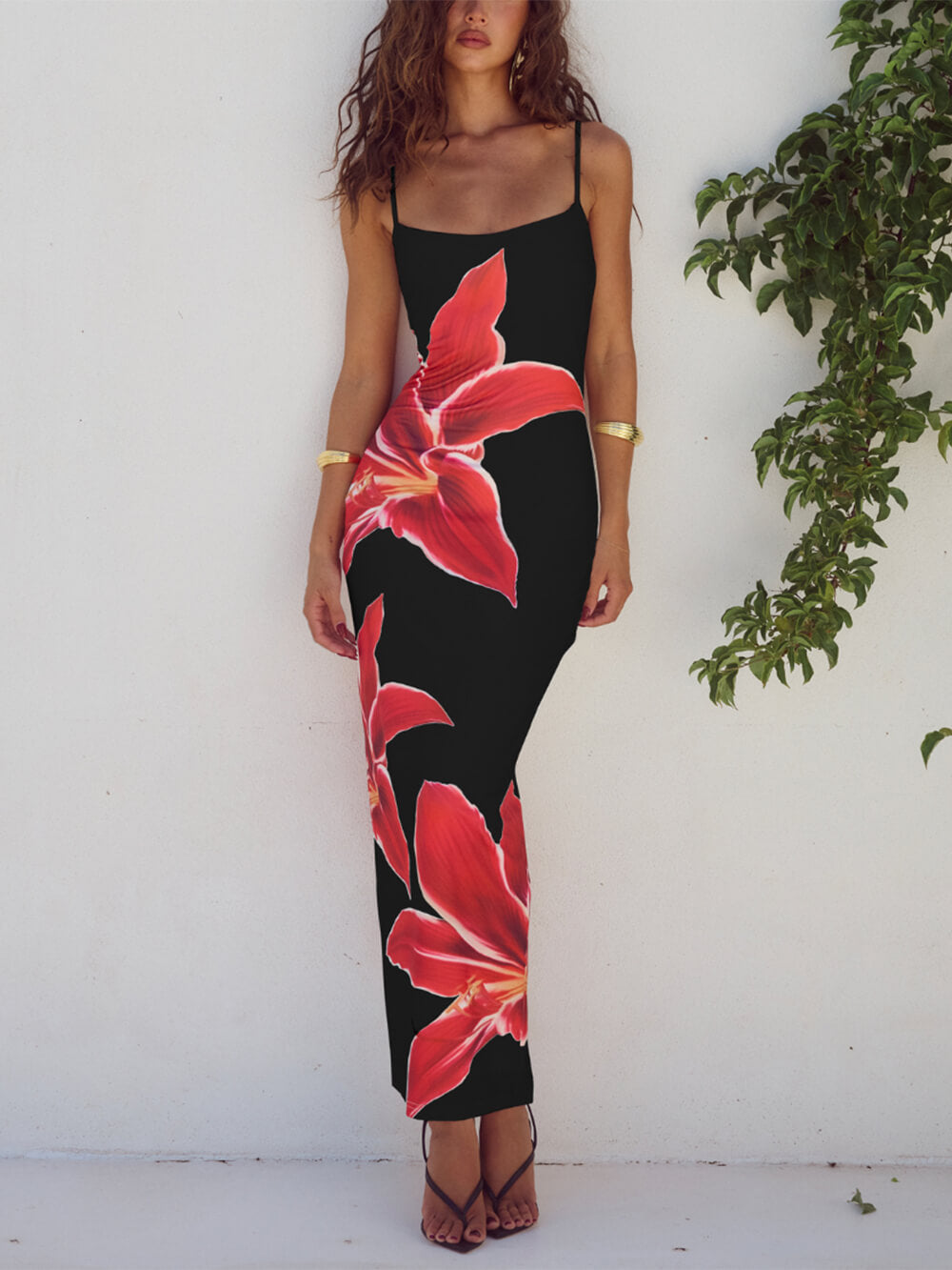 Abstraktes unvergessliches Maxikleid mit Blumenmuster
