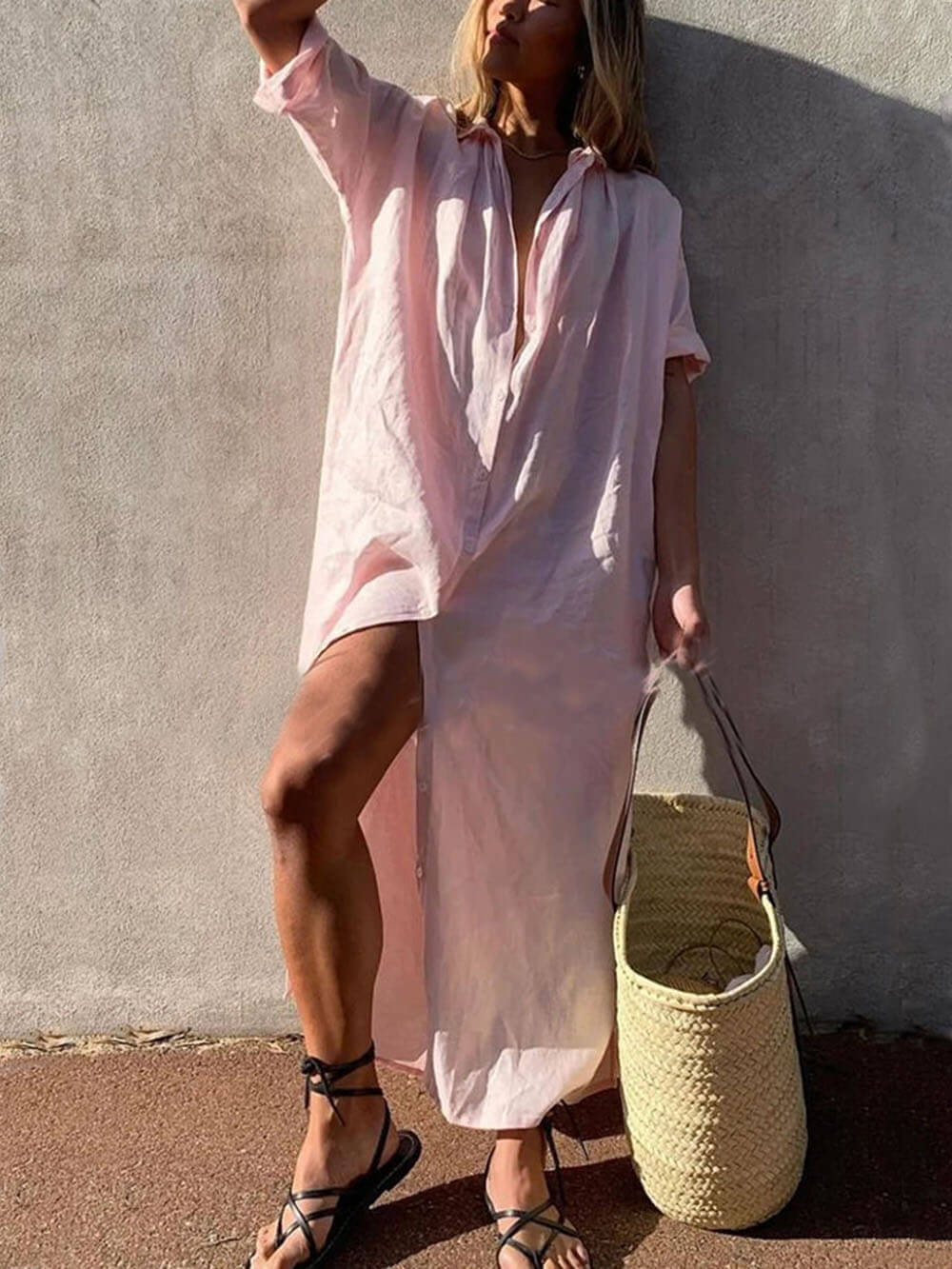 Concept Einfaches Maxikleid im Hemdstil