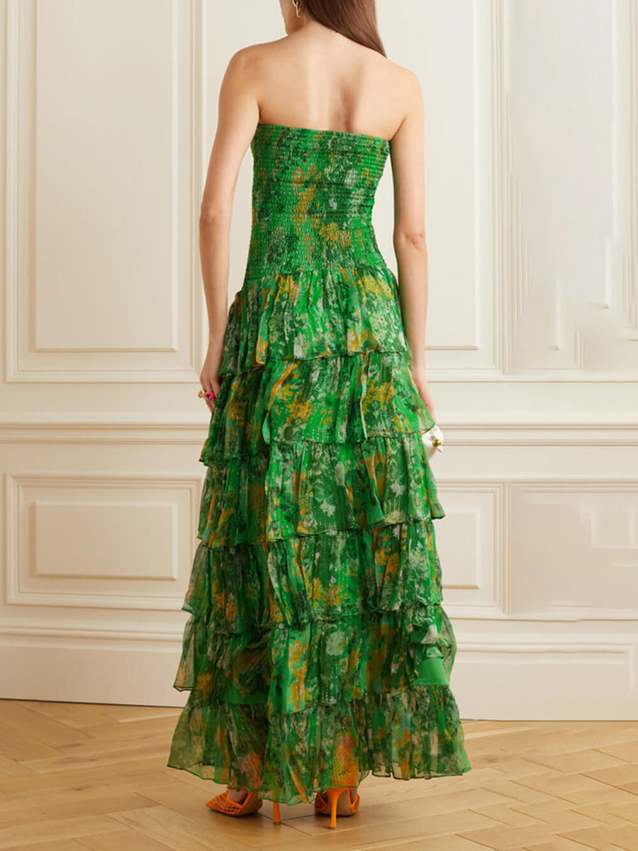 Schulterfreies, Maxi Dress Strapless Floral