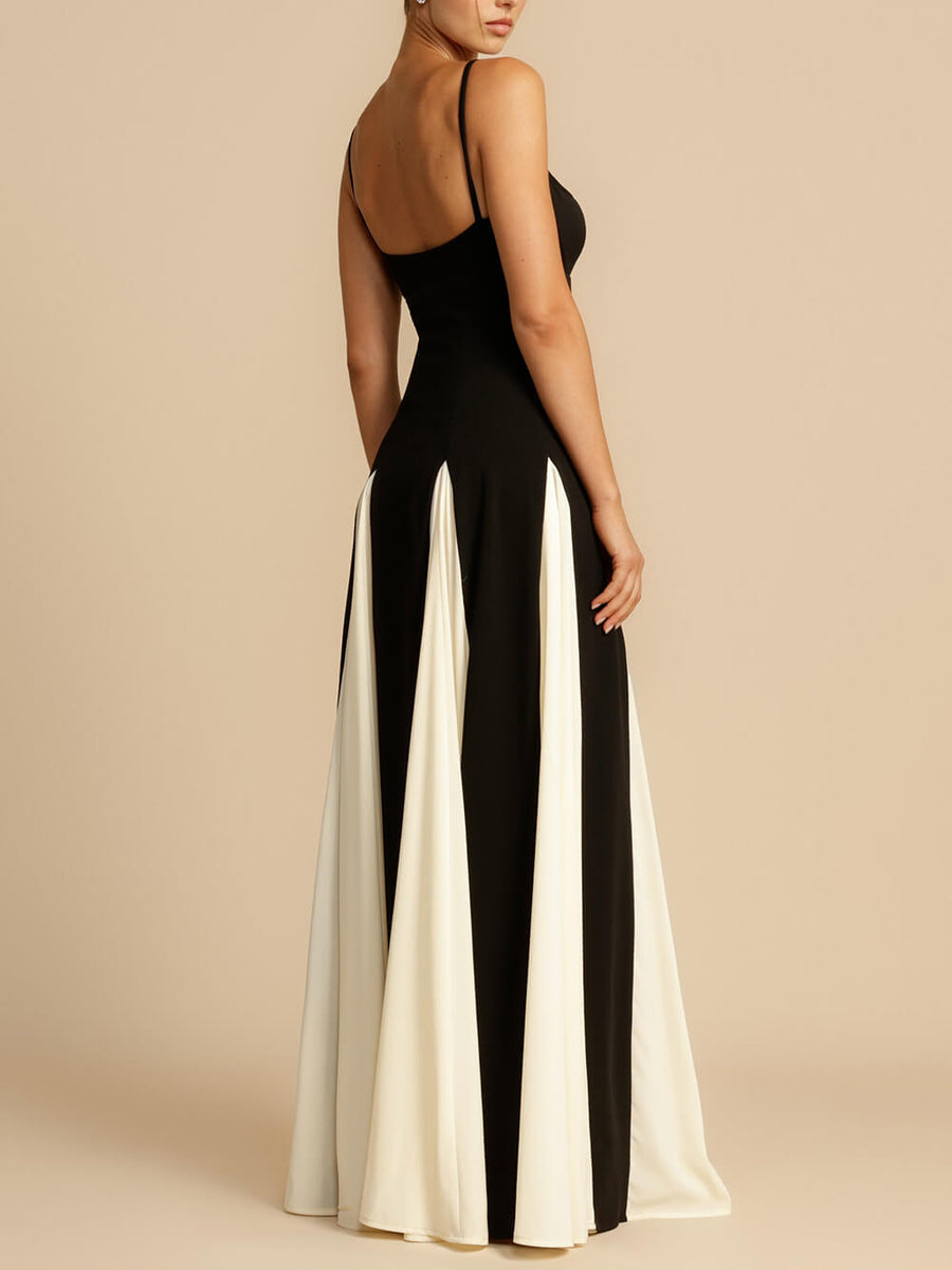 Sophia Elegant A-Line Maxi Dress With Panel Details and Tulle