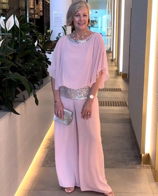 Amalie – Elegantes zweiteiliges Set mit Pailletten-Blockfarben
