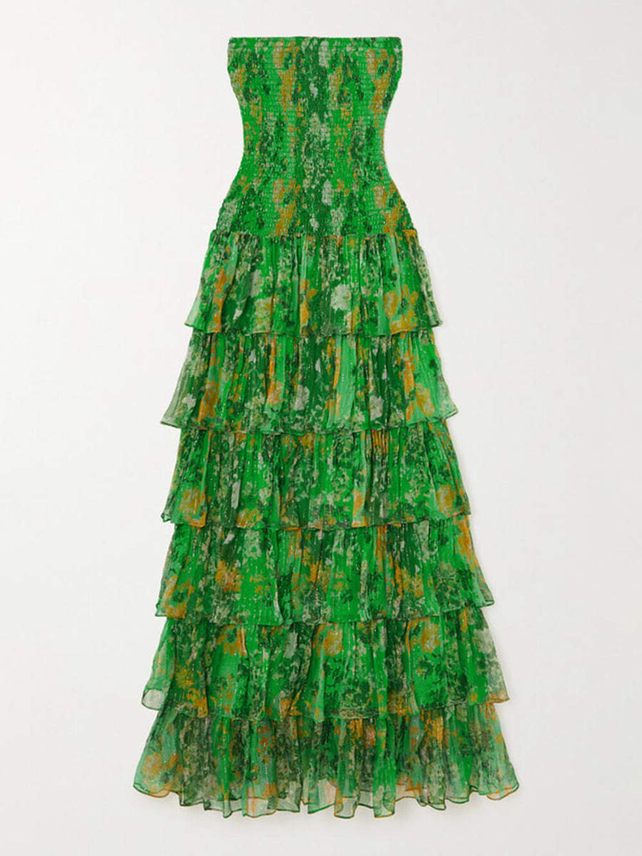 Schulterfreies, Maxi Dress Strapless Floral