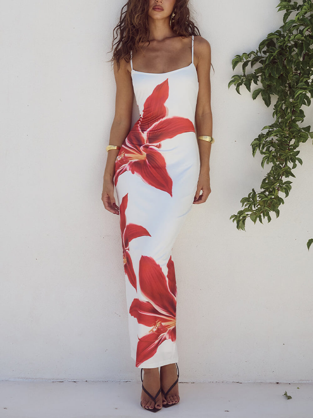 Abstraktes unvergessliches Maxikleid mit Blumenmuster