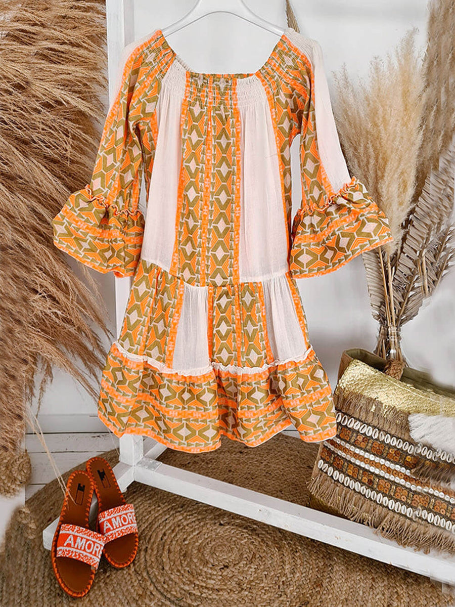 Joyce Boho Off-Shoulder Mini Dress