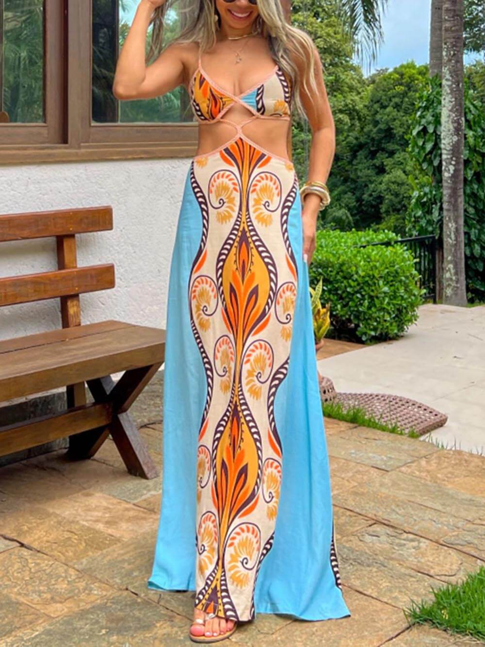 Exotisches Sommerurlaub-Trägerkleid
