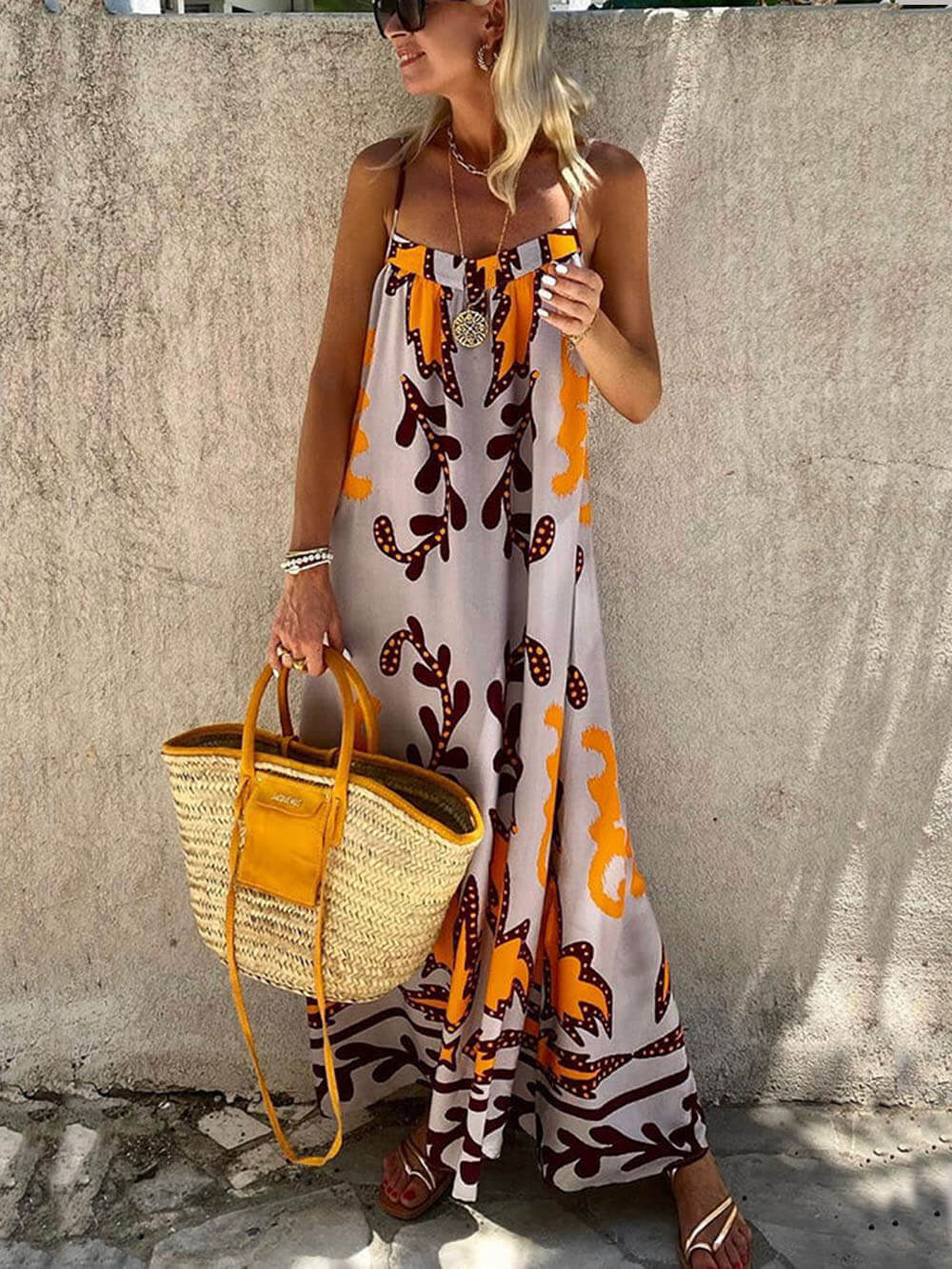 Charlie – Ärmelloses Maxikleid mit Print