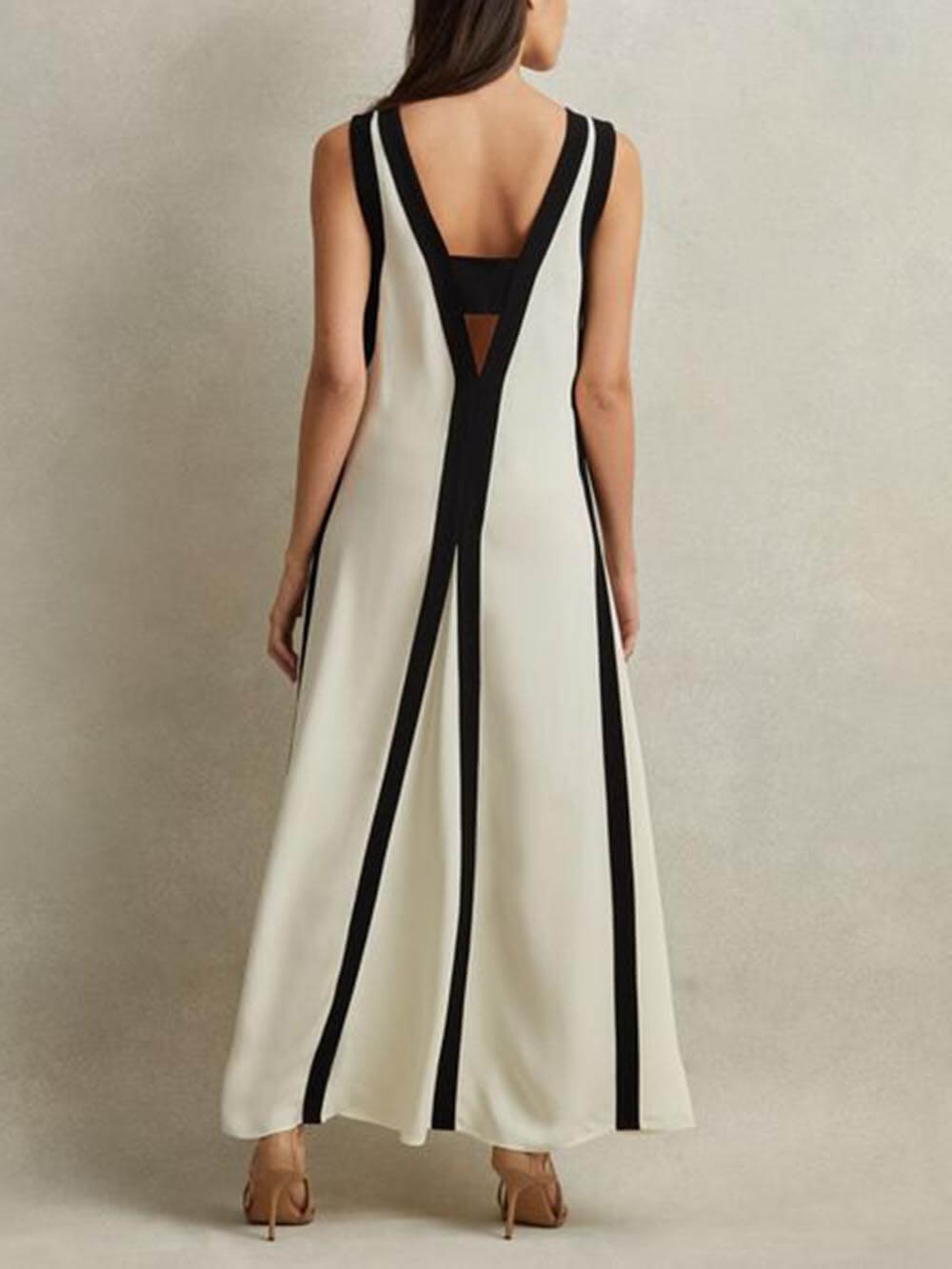 Wendbares Colorblock Maxi-Kleid im A-Linien-Stil
