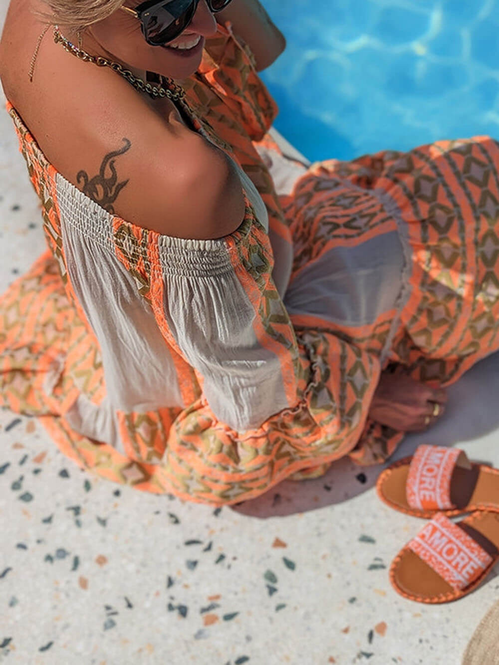 Joyce – Boho Mini-Kleid mit Carmenausschnitt