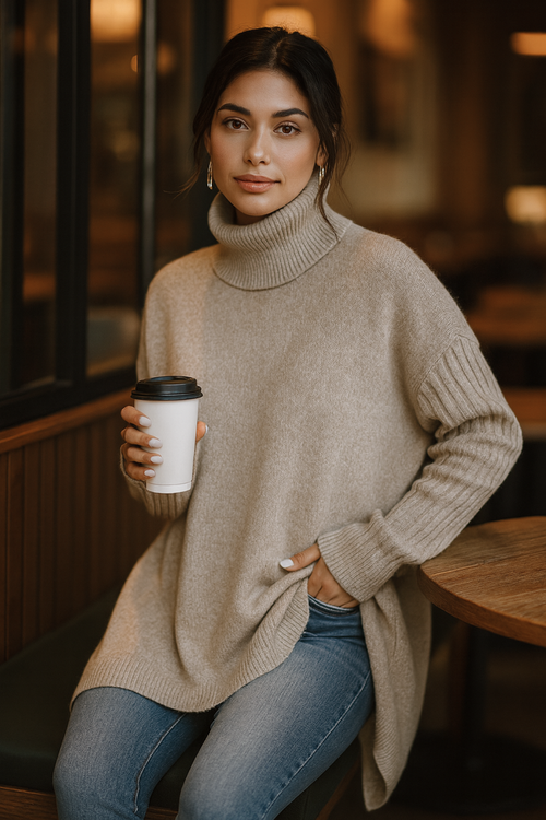 Bridgette | Langer Rollkragenpullover