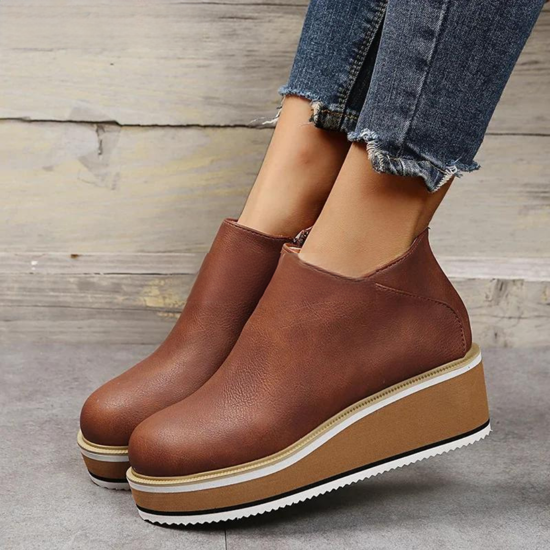 LUCY – Orthopädische Leder-Plattformstiefeletten mit Komfortsohle