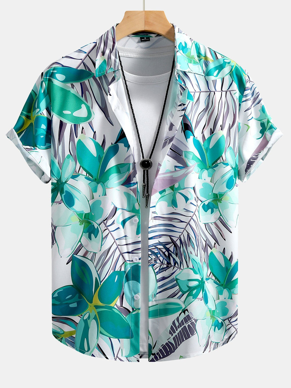 Hemd mit Blumenpflanzen-Print und Badehose mit Knopfleiste