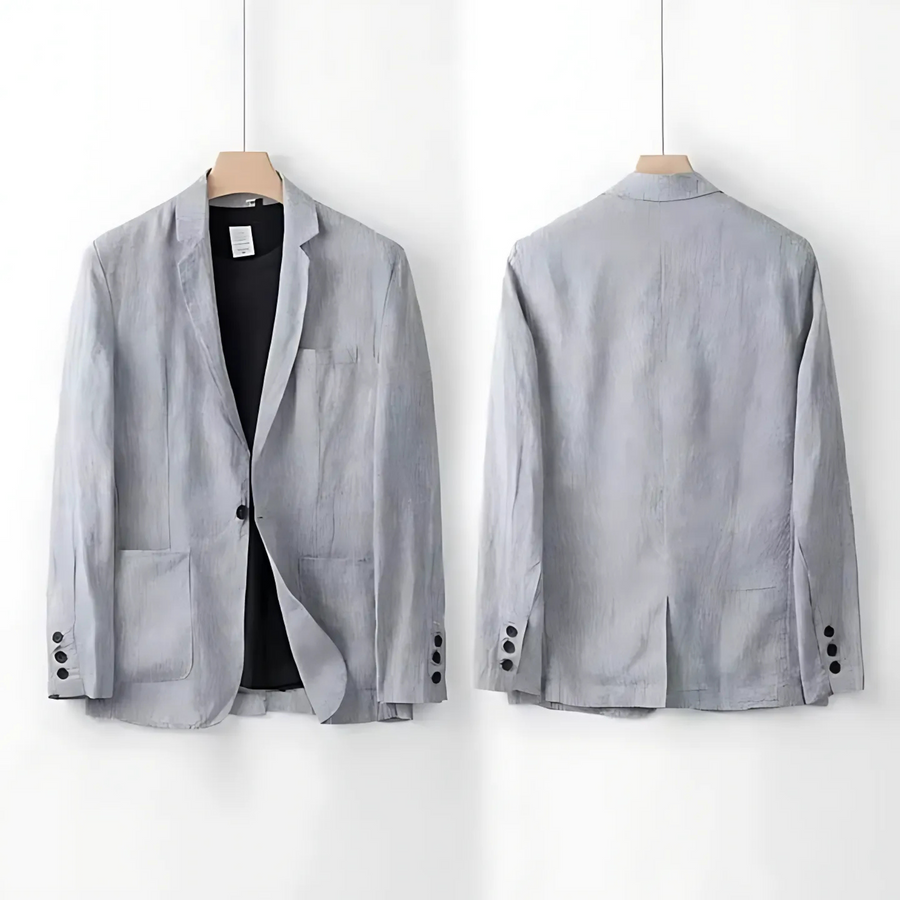 Zephyr Linen Two-Piece Set for Men in Grey