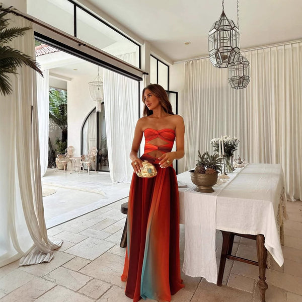 Margot | Langes Kleid mit Spaghettiträgern