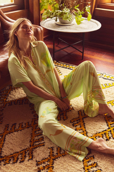 Niah – Zweiteiliges Blumen-Set mit Kurzarmhemd und weiten Hosen mit Taschen und Taillenkordel