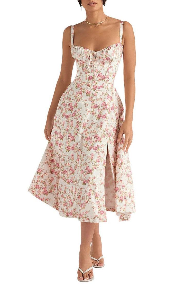 Martha – feminines Bustierkleid mit Blumendekor