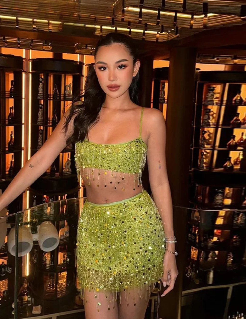 Leilani – Glamouröses 2-teiliges Set mit Perlenfransen