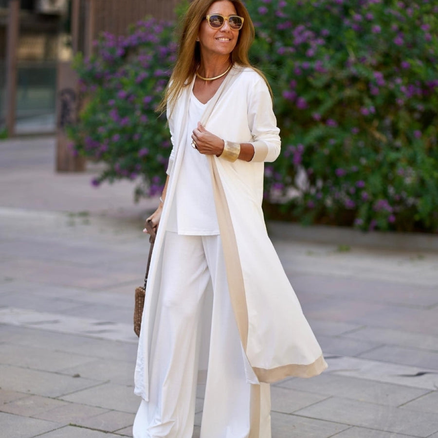 Séraphine Three-Piece Cardigan and Wide-Leg Pant Set
