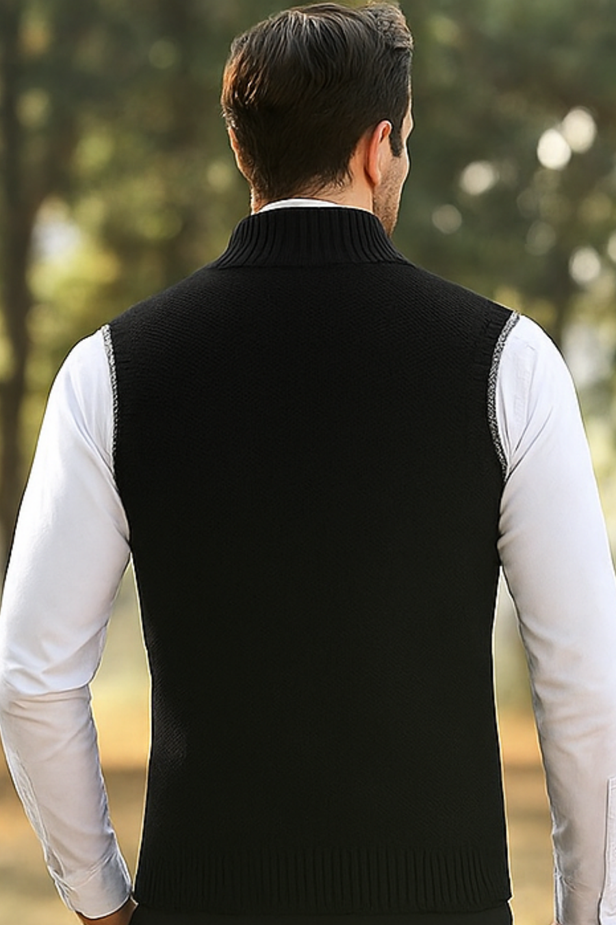Gerald Zip Cardigan Vest Black