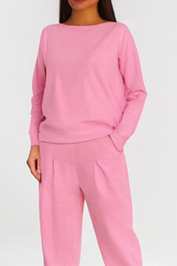 Alie Zweiteiler mit Rundhals & Langarm - Rosa