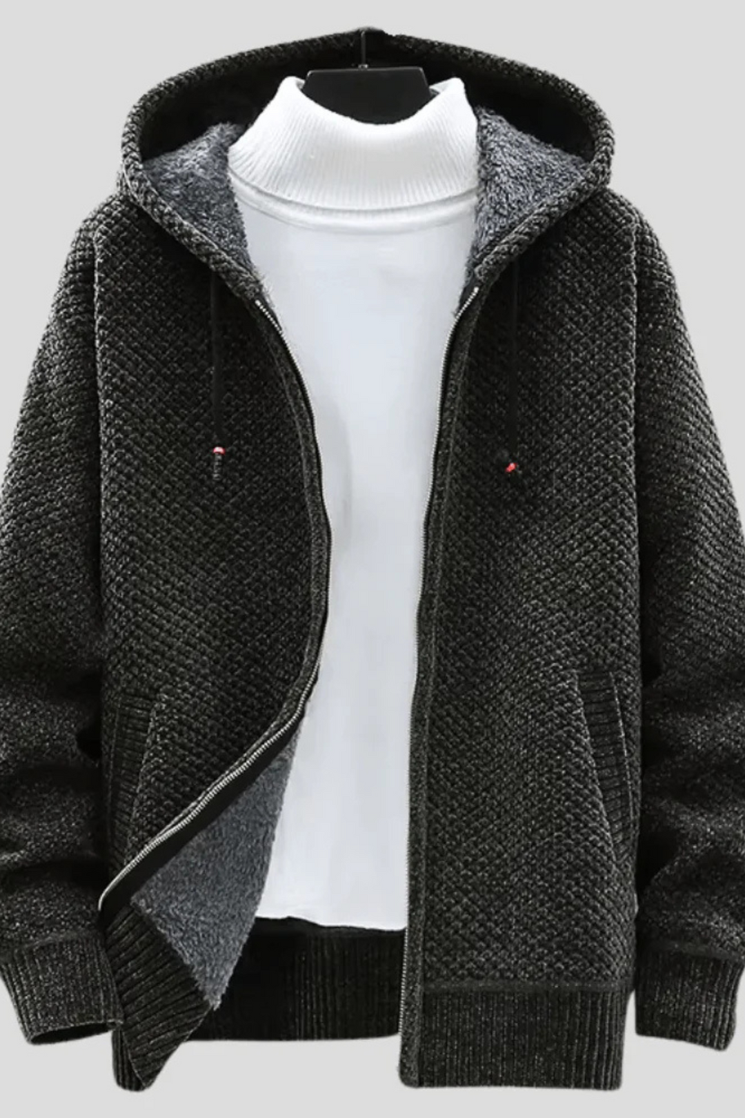 Henry Strick-Hoodie - Dunkelgrau