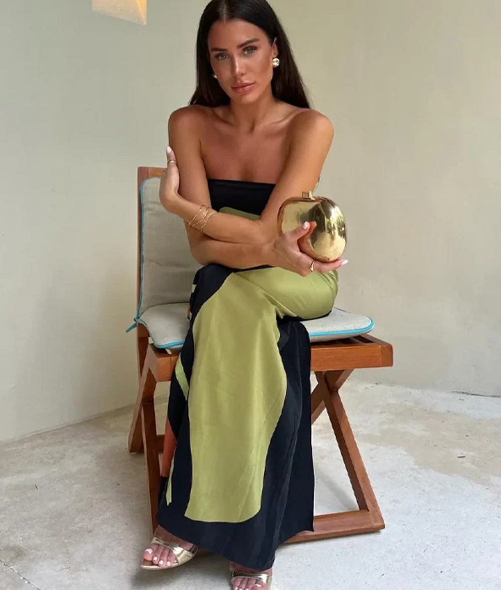 Paula | Bedrucktes Kleid mit schulterfreiem Ausschnitt
