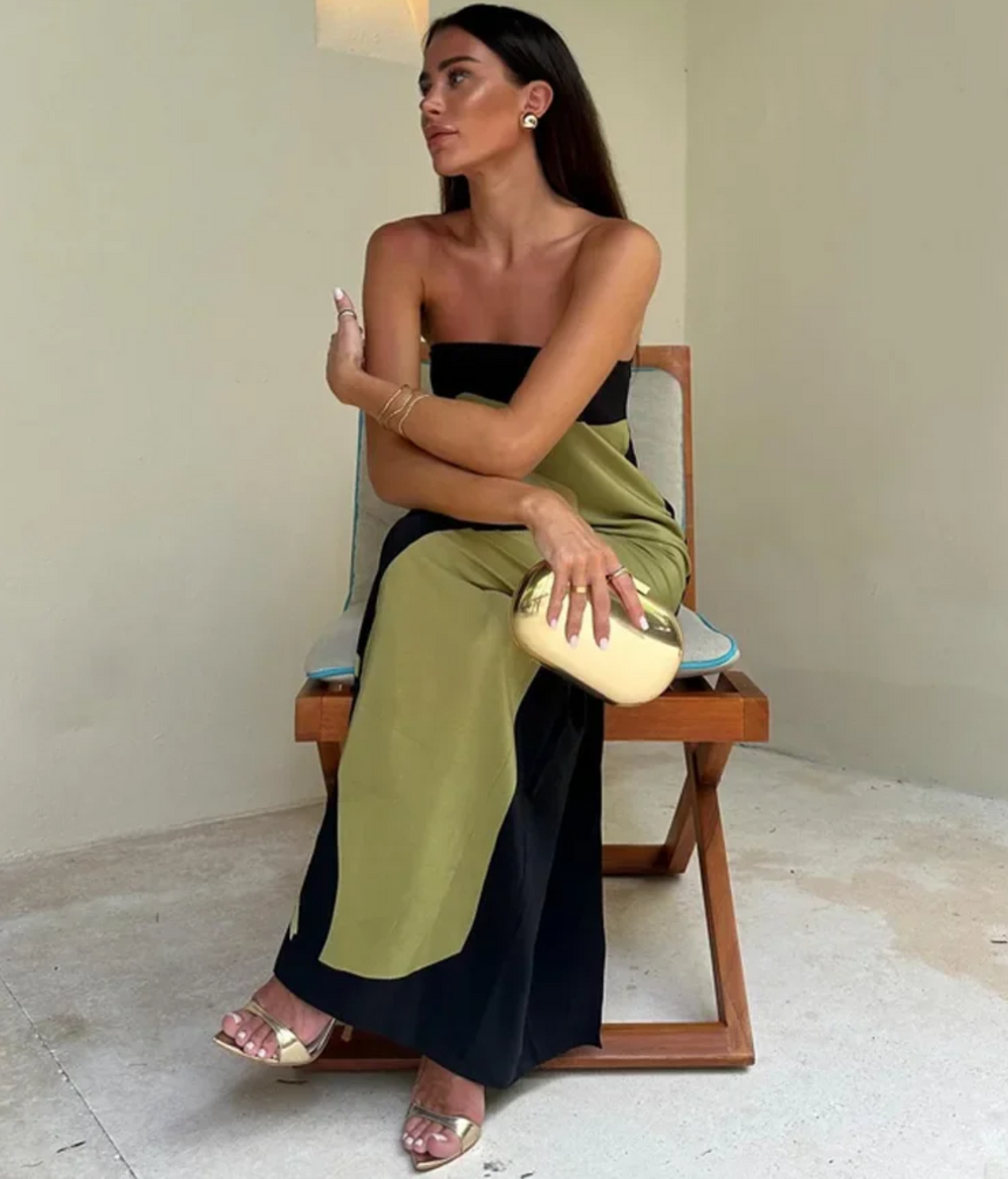 Paula | Bedrucktes Kleid mit schulterfreiem Ausschnitt