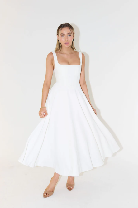 Whitney Midi-Kleid mit quadratischem Ausschnitt