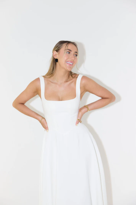 Whitney Midi-Kleid mit quadratischem Ausschnitt